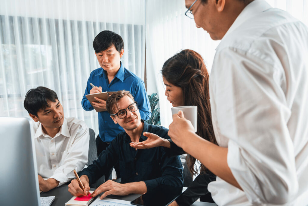 Agile stand-up meetings in English