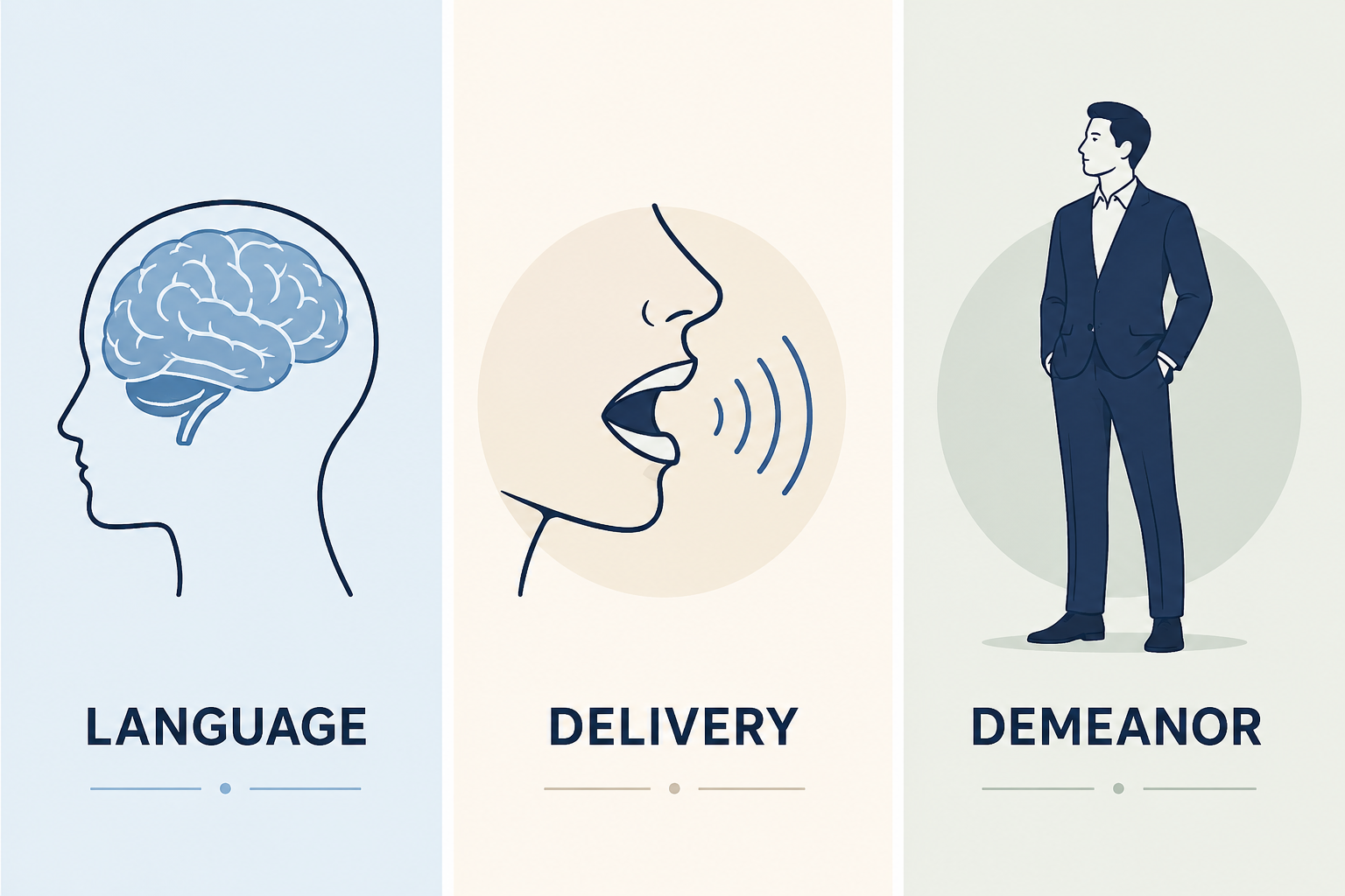 Language, Delivery, Demeanor: Three elements of executive presence.